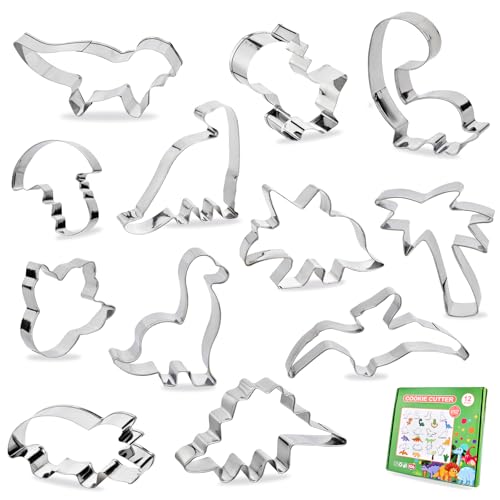 Dino Ausstecher Set – 12 Stück Ausstechformen für Plätzchen, Edelstahl Set für Dino Party Deko, Keksausstecher für Geburtstagsfeiern und DIY Fondant, Spaß beim Backen Dino Ausstecher Set – 12 Stück Ausstechformen für Plätzchen, Edelstahl Set für Dino Party Deko, Keksausstecher für Geburtstagsfeiern und DIY Fondant, Spaß beim Backen von Lrocotanc