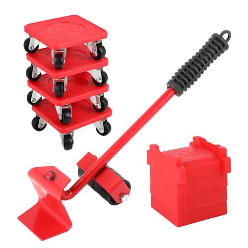 Möbel Transportroller Set für schwere Möbel – Möbeltransport Set mit 4 robusten Transportroller 360° drehbar 1 Möbelheber 300KG Tragkraft ideal als Umzugshilfe mit Gummirollen von Lrocotanc