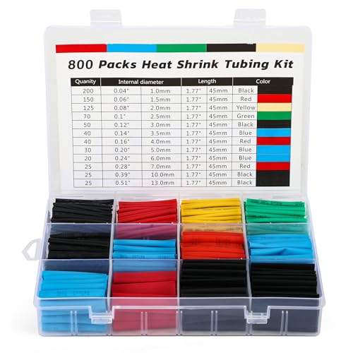 Schrumpfschlauch Set - Isolierschlauch Für Kabel 800 Stück - Schrumpfschlauch Wasserdicht - Kabel Reparaturset - Heat Shrink Tube - Kabel Isolierung (12 Größen, 5 Farben) von Lrocotanc