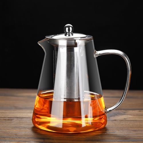 Teekanne Glas - 1300ml Teekanne mit Siebeinsatz Teesieb aus Edelstahl klar hitzebeständig bleifreies Glas für offenes Feuer Keramikkochfeld Milch Tee Früchtetee und Kaffee von Lrocotanc