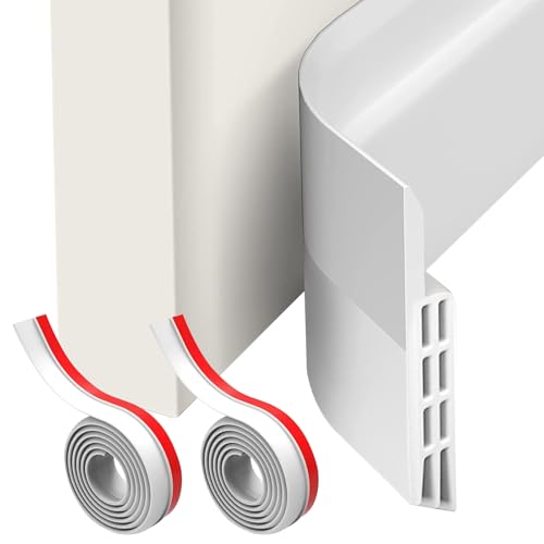 Türdichtung Unten 1 m x 5 cm – 2 Stück Zugluftstopper selbstklebend – Türdichtungsband Weiß für Haustür & Innentür – Schallschutz, Kältestopper, Windstopper von Lrocotanc