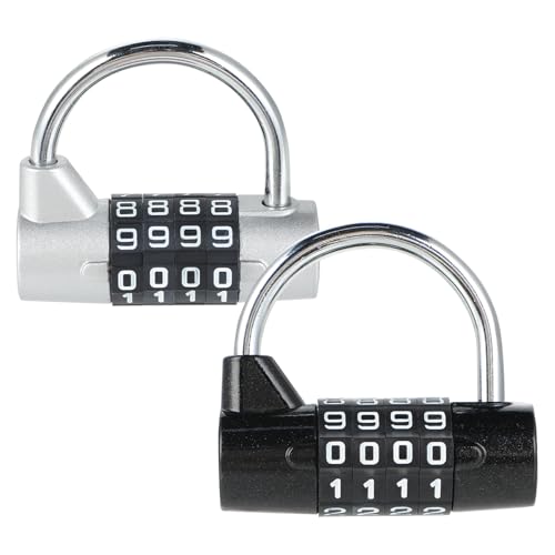 Zahlenschloss Vorhängeschloss - Schloss Mit Zahlencode 4 Stellig - Vorhängeschloss Mit Zahlencode - Spindschloss - Kofferschloss Für Flugreisen (Silber Und Schwarz) von Lrocotanc