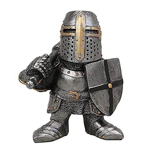 Lrxinki Gartenzwerg Ritter Wache Gartenzwerg Ornamente, 13cm Tall Outdoor Mittelalter Kreuzritter Ritter Anzug Statue Wasserdicht Harz Ornament, Für Hof Rasen Garten Dekorationen(004) von Lrxinki