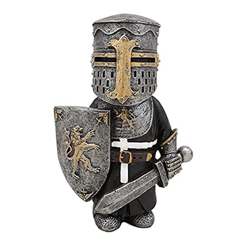 Lrxinki Gartenzwerg Ritter Wache Gartenzwerg Ornamente, 13cm Tall Outdoor Mittelalter Kreuzritter Ritter Anzug Statue Wasserdicht Harz Ornament, Für Hof Rasen Garten Dekorationen(006) von Lrxinki
