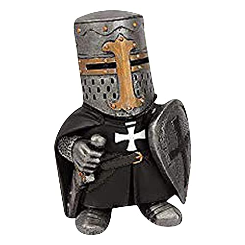 Lrxinki Gartenzwerg Ritter Wache Gartenzwerg Ornamente, 13cm Tall Outdoor Mittelalter Kreuzritter Ritter Anzug Statue Wasserdicht Harz Ornament, Für Hof Rasen Garten Dekorationen(008) von Lrxinki