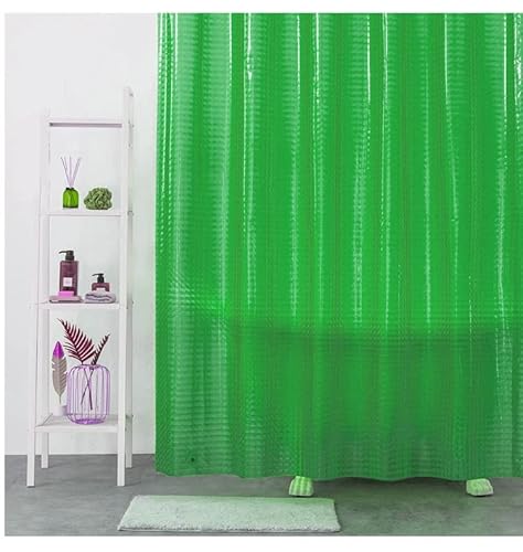 LshyMn YLYZMN2 Duschvorhang, grün, transparent, 180 x 180 cm, EVA-Duschvorhang-Auskleidung, 3D-transparent, für Badezimmer, Duschvorhänge, transparent, EVA-Duschvorhang für Duschkabine mit Haken von LshyMn
