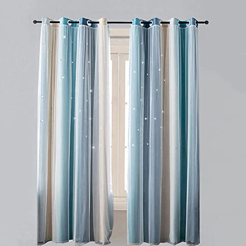 Lsimeru Blau Vorhang Farbverlauf Blickdicht Doppellagig mit Höhlen Sterne Verdunkelungsvorhang Gardinen Regenbogen Babyzimmer Kinderzimmer Mädchen Junge Ösenschal Dekoschal 1 Stücke,132x240 Lsimeru Blau Vorhang Farbverlauf Blickdicht Doppellagig mit Höhlen Sterne Verdunkelungsvorhang Gardinen Regenbogen Babyzimmer Kinderzimmer Mädchen Junge Ösenschal Dekoschal 1 Stücke,132x240 von Lsimeru