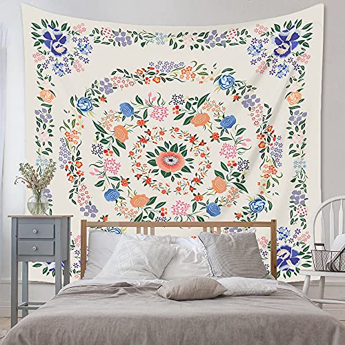 Lsimeru Boho Blumen Wandteppich Groß 180x230,Wandtuch Aesthetic Vintage Medaillon Wandtücher Wandbehang Bohemian Mandala Hippie Tapestry Wanddeko Wandkunst Deko von Lsimeru