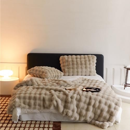 Lsimeru Flauschige Kuscheldecke Kaninchen Plüschdecke Fellimitat Braun Doppelseitige Decke Kaninchen Plüsch Supersoft Kunstfelldecke Webpelzdecke Kunstpelz Fleece Decke Wohndecke Sofadecke Tagesdecke von Lsimeru