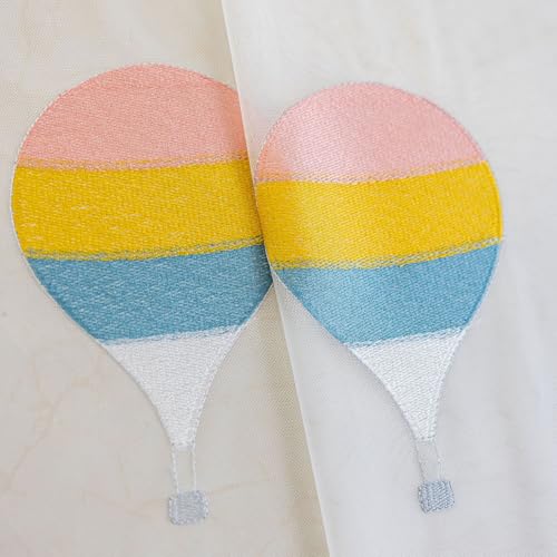 Lsimeru Gardinen Ösen Weiß Transparent Muster Modern Regenbogen Ballon Sterne Mond Ösenvorhang Vorhang Ösen Ösenschal 2er Set für Wohnzimmer Schlafzimmer von Lsimeru