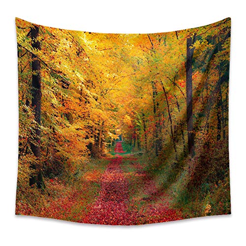 Lsimeru Herbstwald Wandteppich Waldweg 150x100 Natur Landschaft Wandbehang Wandtuch Forest Tapestry Wandtücher Baum Dschungel Tree Tapisserie Schlafzimmer Wohnzimmer Deko von Lsimeru