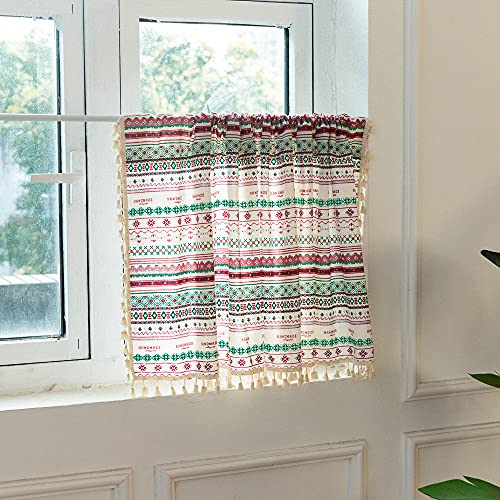 Lsimeru Kurzstores Gardinen Blickdicht Boho Azteken Küche Bistrogardine Schiebevorhang Küchengardine Kurz Vorhäng Fenster Halbevorhang Modern 1 Stück,45x132cm von Lsimeru