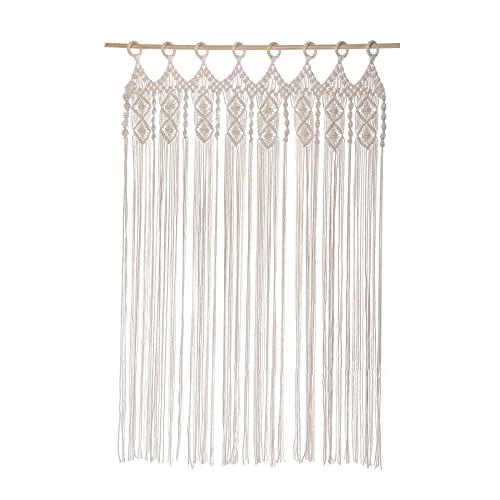 Lsimeru Makramee Scheibengardine Kurzstores Landhaus Küche Beige Geflochten Baumwolle Bistrogardine Boho Küchengardine Türvorhang Fenstervorhang Balkontür 1 Stück, B 70xH 110cm von Lsimeru