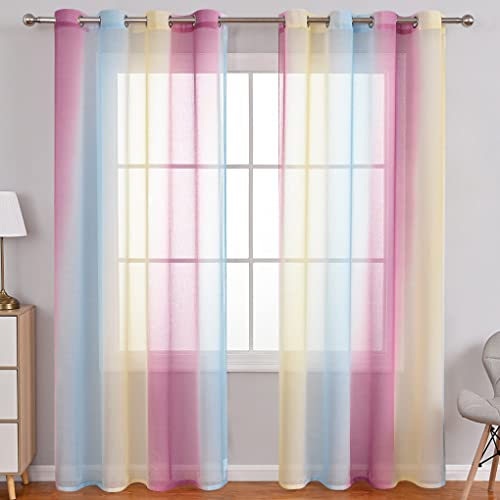 Lsimeru Regenbogen Vorhang Farbverlauf Transparent Lila Blau Gelb 2er Pack Tüll Gardinen Durchsichtig Bunt Ösenschal Ösenvorhang Halbtransparent Wohnzimmer Schlafzimmer,100x250 Lsimeru Regenbogen Vorhang Farbverlauf Transparent Lila Blau Gelb 2er Pack Tüll Gardinen Durchsichtig Bunt Ösenschal Ösenvorhang Halbtransparent Wohnzimmer Schlafzimmer,100x250 von Lsimeru