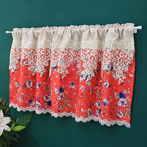 Lsimeru Vintage Bistrogardine Blickdicht Kurz 60cm Blumen Landhaus Luxus Scheibengardine Kurzstores Küche Küchengardinen Kurzvorhang Halb Fenster mit Stickerei Spitze,60x140cm von Lsimeru