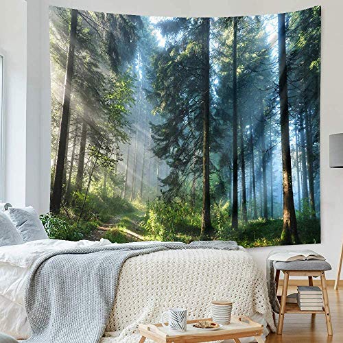 Lsimeru Wald Wandteppich 180x230, Natur Landschaft Wandbehang Wald Nebel Dunkel Wandtücher Forest Baum Dschungel Wandtuch Tapestry Tapisserie Schlafzimmer Wanddeko von Lsimeru