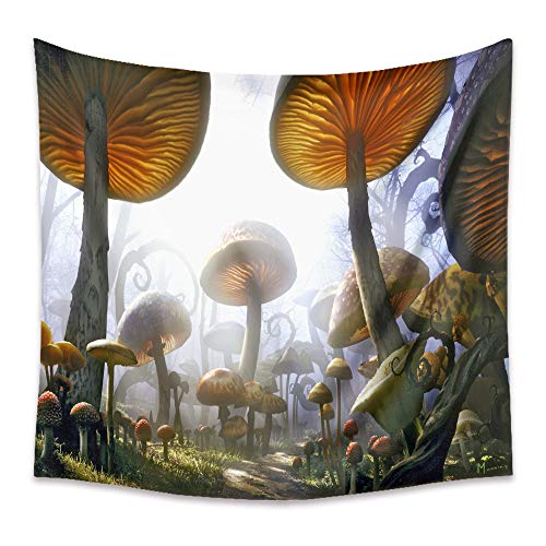 Lsimeru Wandteppich Psychedelic Mushrooms 150x130 Wandbehang Fantasy Nebel Wandbehang Natur Landschaft Tapestry Wandtuch Wandkunst Schlafzimmer Wohnzimmer von Lsimeru
