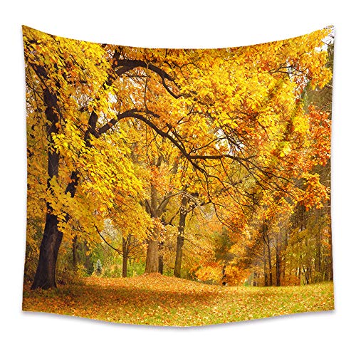 Lsimeru Wandteppich Wandtuch Wald Herbst 150x200 Natur Landschaft Wandbehang Gelb Forest Weed Tapestry Wall Hanging Baum Wandkunst Tischdecke Schlafzimmer von Lsimeru