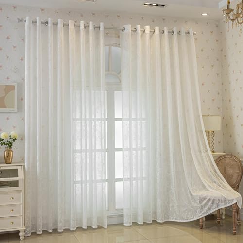 Lsimeru Weiß Vorhang Schlafzimmer Halbtransparent Zweige Muster 2 Stück Spitzengardinen Spitzenvorhang Landhausstil Gardinen Lichtdurchlässig Ösenvorhang Gardinenschal,140x225 Lsimeru Weiß Vorhang Schlafzimmer Halbtransparent Zweige Muster 2 Stück Spitzengardinen Spitzenvorhang Landhausstil Gardinen Lichtdurchlässig Ösenvorhang Gardinenschal,140x225 von Lsimeru