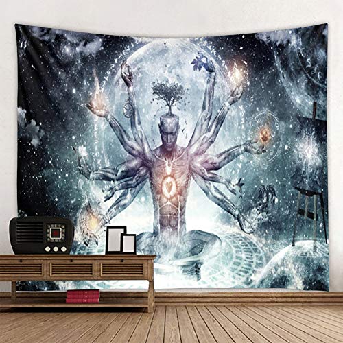Lsimeru Wandteppich Buddha mit Tausenden Händen 180x230 Wandbehang Abstrakte Kunst Psychedelic Wandtuch Tapestry Tapisserie Wandkunst Schlafzimmer Deko von Lsimeru