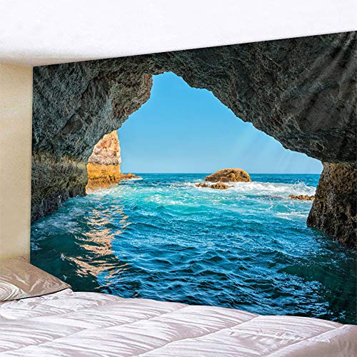 Lsimeru Wandteppich Meer Strand 180x230 Groß Natur Landschaft Wandbehang Wandtuch Ozean Wasserfall Tapestry Tapisserie Wandkunst Tischdecke Schlafzimmer Deko von Lsimeru