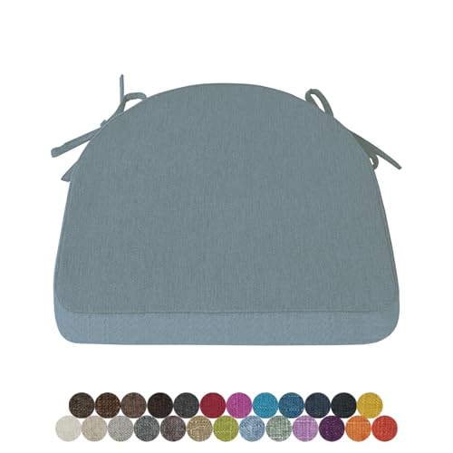 Lsjoaw 1 Stück Stuhlkissen Sitzkissen Stuhl 40X40X38X3 Sitzpolster mit Bindeband Rutschfestes Zierkissen Gartenkissen Halbrund Auflage für Stühle Indoor/Outdoor Sitzauflage,Light Blue von Lsjoaw