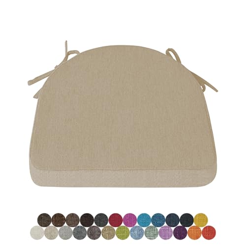 Lsjoaw 1 Stück Stuhlkissen Sitzkissen Stuhl 40X40X38X8 Sitzpolster mit Bindeband Rutschfestes Zierkissen Gartenkissen Halbrund Auflage für Stühle Indoor/Outdoor Sitzauflage,Light Grey von Lsjoaw