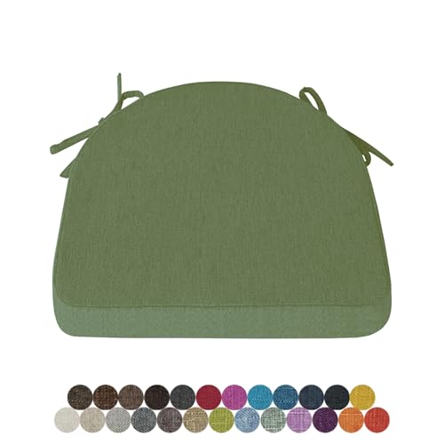 Lsjoaw 1 Stück Stuhlkissen Sitzkissen Stuhl 43X42X40X5 Sitzpolster mit Bindeband Rutschfestes Zierkissen Gartenkissen Halbrund Auflage für Stühle Indoor/Outdoor Sitzauflage,Green von Lsjoaw