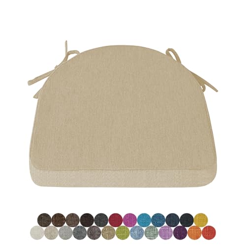 Lsjoaw 1 Stück Stuhlkissen Sitzkissen Stuhl 43X42X40X5 Sitzpolster mit Bindeband Rutschfestes Zierkissen Gartenkissen Halbrund Auflage für Stühle Indoor/Outdoor Sitzauflage,Khaki von Lsjoaw