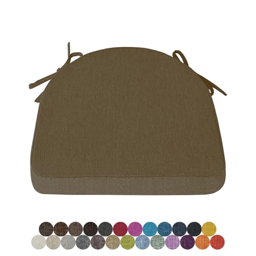 Lsjoaw 1 Stück Stuhlkissen Sitzkissen Stuhl 43X42X40X5 Sitzpolster mit Bindeband Rutschfestes Zierkissen Gartenkissen Halbrund Auflage für Stühle Indoor/Outdoor Sitzauflage,Light Brown von Lsjoaw