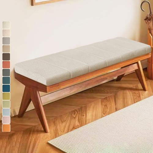 Lsjoaw Bankauflage 100 X 55 X 9CM Sitzkissen Bankpolster Wasserdicht Schmutzabweisend und Kratzfest Sitzkissen für Fensterbank Esstisch Gartenbank Schaukel Terrasse Bank Drinnen Sitz Milchig Weiß von Lsjoaw