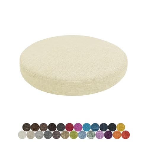 Lsjoaw Rund Sitzkissen Stuhlkissen 30 X 30 X 8CM(1 Pieces) Leinen Sitzpolster Abnehmbares Memory Schaum Runde Sitzauflage für Stuhl Bank Hocker Haus Küche Esszimmer Garten Büro,Beige von Lsjoaw