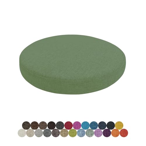 Lsjoaw Rund Sitzkissen Stuhlkissen 30 X 30 X 8CM(1 Pieces) Leinen Sitzpolster Abnehmbares Memory Schaum Runde Sitzauflage für Stuhl Bank Hocker Haus Küche Esszimmer Garten Büro,Grün von Lsjoaw