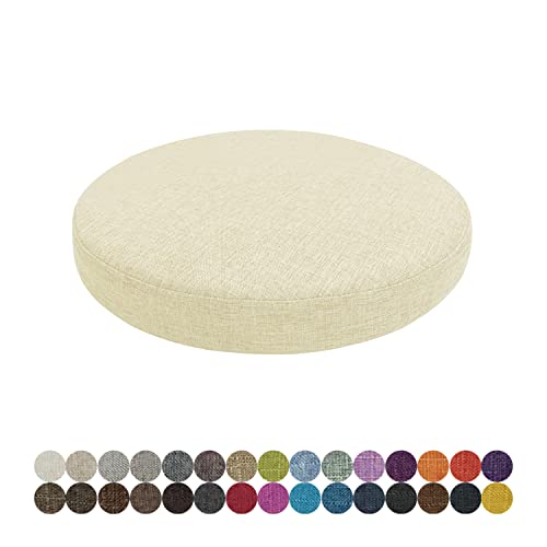 Lsjoaw Rund Sitzkissen Stuhlkissen 35 X 35 X 3CM(1 Pieces) Leinen Sitzpolster Abnehmbares Memory Schaum Runde Sitzauflage für Stuhl Bank Hocker Haus Küche Esszimmer Garten Büro,Beige von Lsjoaw