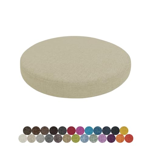 Lsjoaw Rund Sitzkissen Stuhlkissen 40 X 40 X 3CM(1 Pieces) Leinen Sitzpolster Abnehmbares Memory Schaum Runde Sitzauflage für Stuhl Bank Hocker Haus Küche Esszimmer Garten Büro,Khaki von Lsjoaw