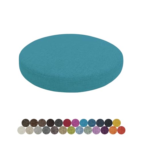 Lsjoaw Rund Sitzkissen Stuhlkissen 40 X 40 X 5CM(1 Pieces) Leinen Sitzpolster Abnehmbares Memory Schaum Runde Sitzauflage für Stuhl Bank Hocker Haus Küche Esszimmer Garten Büro,Blauer See von Lsjoaw