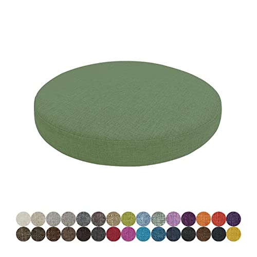 Lsjoaw Rund Sitzkissen Stuhlkissen 45 X 45 X 3CM(1 Pieces) Leinen Sitzpolster Abnehmbares Memory Schaum Runde Sitzauflage für Stuhl Bank Hocker Haus Küche Esszimmer Garten Büro,Grün von Lsjoaw