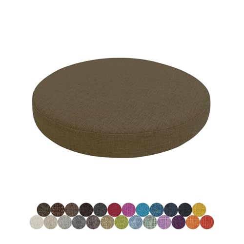 Lsjoaw Rund Sitzkissen Stuhlkissen 50 X 50 X 8CM(1 Pieces) Leinen Sitzpolster Abnehmbares Memory Schaum Runde Sitzauflage für Stuhl Bank Hocker Haus Küche Esszimmer Garten Büro,Hanfbraun von Lsjoaw