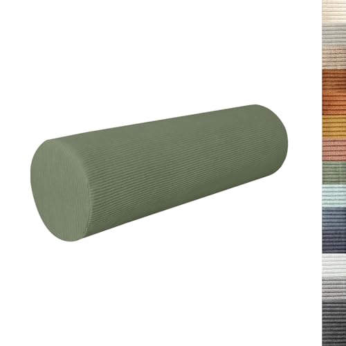 Lsjoaw Rundes Nackenkissen 50x15x15cm Cordstoff Nackenrolle 35D Schwamm Lagerungsrolle Kissenrolle Knierolle Bolster Side Sleeper GrüN von Lsjoaw