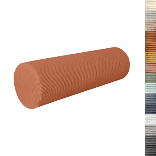 Lsjoaw Rundes Nackenkissen 50x18x18cm Cordstoff Nackenrolle 35D Schwamm Lagerungsrolle Kissenrolle Knierolle Bolster Side Sleeper Orange von Lsjoaw