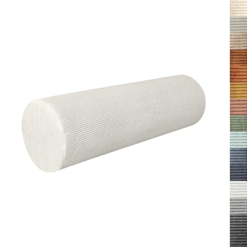 Lsjoaw Rundes Nackenkissen 50x20x20cm Cordstoff Nackenrolle 35D Schwamm Lagerungsrolle Kissenrolle Knierolle Bolster Side Sleeper Cremefarben von Lsjoaw