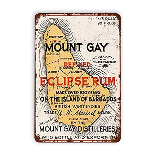 1937 Mount Gay Eclipse Rum Blechschilder aus Metall, Vintage-Wanddekoration, Retro-Kunst, lustige Dekorationen für Zuhause, Bar, Pub, Café, Bauernhof, Metallschild, Poster, 20,3 x 30,5 cm von Lsjuee