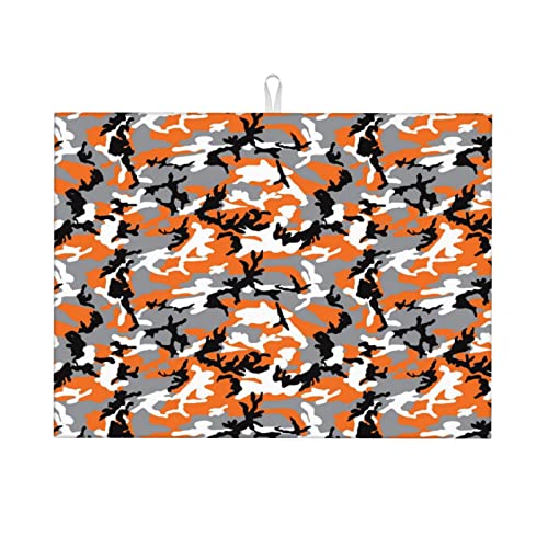Abtropfmatte in Camouflage-Orange für die Küchentheke, großes saugfähiges Abtropfgestell, super saugfähige Mikrofaser-Abtropfunterlage, 45,7 x 61 cm von Lsjuee