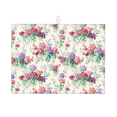 Abtropfmatte mit Allover-Blumen-Design für die Küchentheke, großes saugfähiges Abtropfgestell, super saugfähige Mikrofaser-Abtropfunterlage, 45,7 x 61 cm von Lsjuee