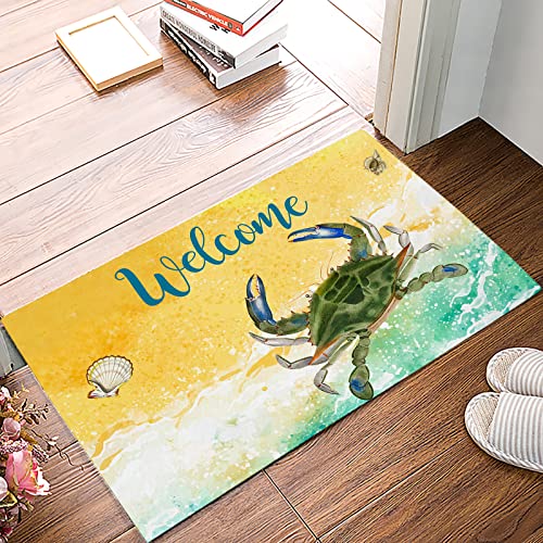 Alfombra de baño para interior de playa amarilla de verano, antideslizante, lavable, alfombra absorbente para el suelo, alfombra para el suelo, decoración del hogar para cocina, dormitorio, azul, mar, von Lsjuee