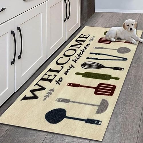 Bienvenido a mi cocina Felpudo Alfombra Suave y cómoda Alfombrillas de bienvenida antideslizantes para EL hogar Cocina Lavable Bañera Alfombrillas de ducha Decorativas 16 * 24 pulgadas / 40 * 60 cm von Lsjuee