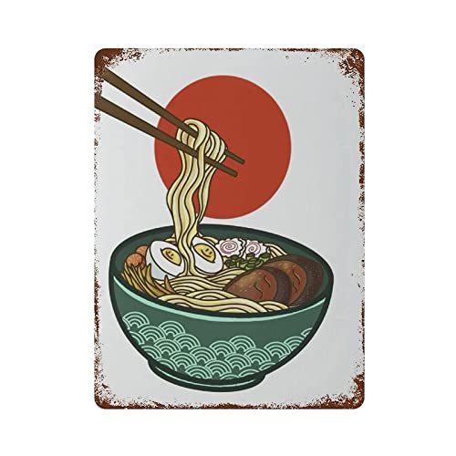 Blechschild aus Metall, Retro-Stil, Neuheit, Poster, Eisenmalerei, Ramen-Blechschild, japanisches traditionelles Lebensmittel-Blechschild, japanisches Kunstwerk, Geschenk, japanische Suppe, Blechschil von Lsjuee