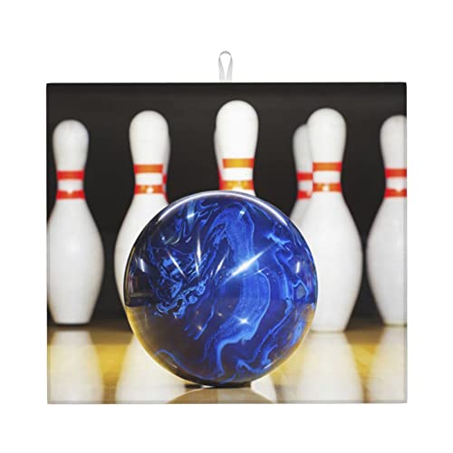 Bowling Premium Geschirrabtropfmatte, Größe (16 Zoll x 18 Zoll), saugfähiger Stoff, Küchenabtropfunterlage, wasserdicht, maschinenwaschbar, schnell trocknend, Esszimmerzubehör von Lsjuee