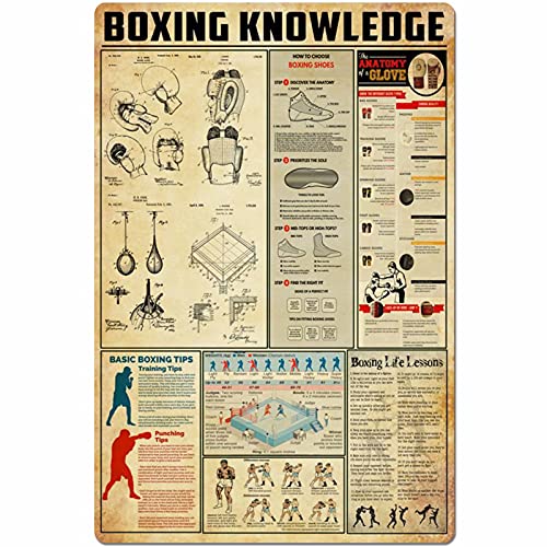 Boxing Knowledge Metallblechschild Boxing Life Lessons Poster Infografik Boxer Club Home Küche Garage Bar Wanddekoration 20,3 x 30,5 cm von Lsjuee