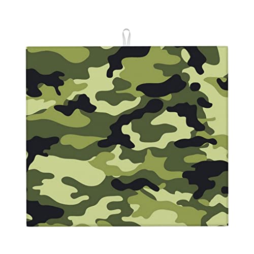 Camo Green Dish Drying Mat, 16 x 18 In Microfiber Saugfähige Trockenmatte für Küchentheke von Lsjuee